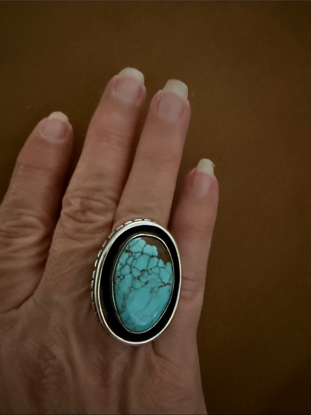 Chimney Butte Turquoise Oval Statement Ring size 8.5